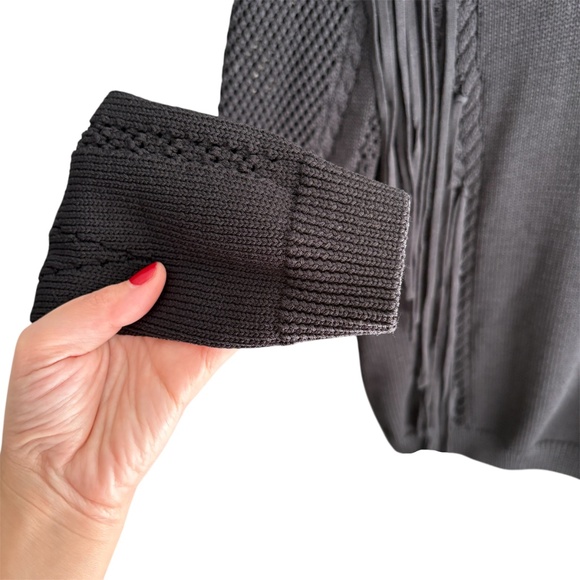 7 For All Mankind Women's Open Weave Fringe Black Sweater Size S - Picture 8 of 11